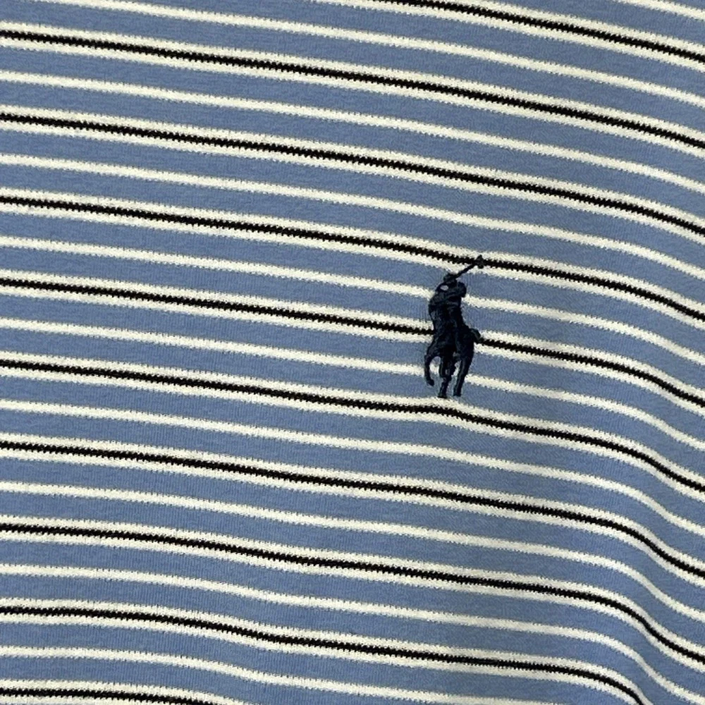 Ralph Lauren Preppy Blue Striped Polo Shirt Cotton‎ Soft Touch Casual XL